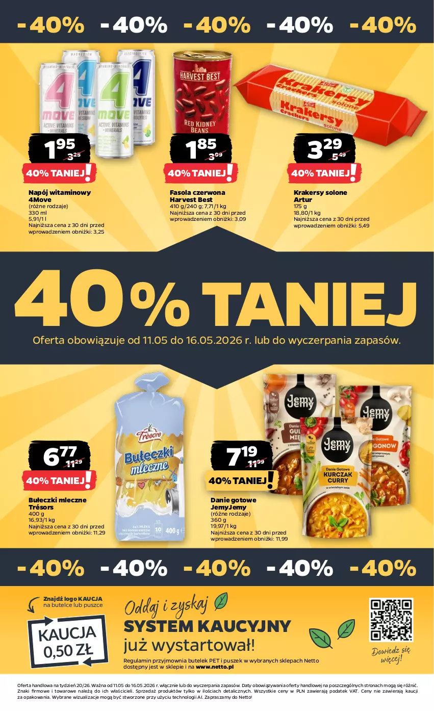 Gazetka promocyjna Netto - Od Poniedziałku - ważna 11.05 do 16.05.2026 - strona 35 - produkty: Artur, Bułeczki, Bułeczki mleczne, Danie gotowe, Fa, Fasola, Krakersy, Napój