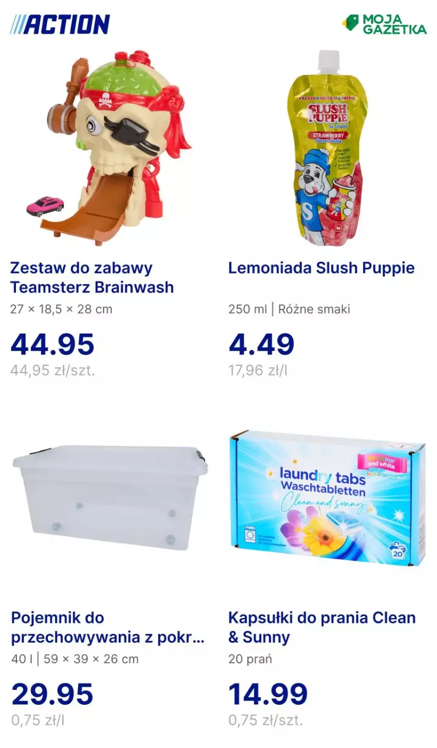 Gazetka promocyjna Action - ważna 15.04 do 21.04.2025 - strona 16 - produkty: Kapsułki do prania, Lemoniada, Pojemnik