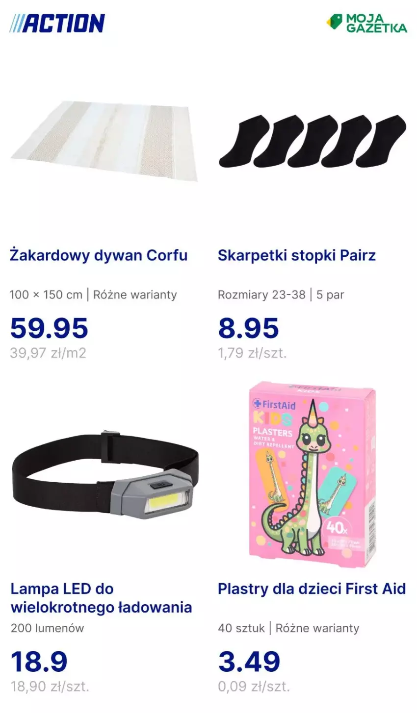 Gazetka promocyjna Action - ważna 15.04 do 21.04.2025 - strona 5 - produkty: Dywan, Dzieci, Karp, Lampa, Lampa LED, Skarpetki, Top