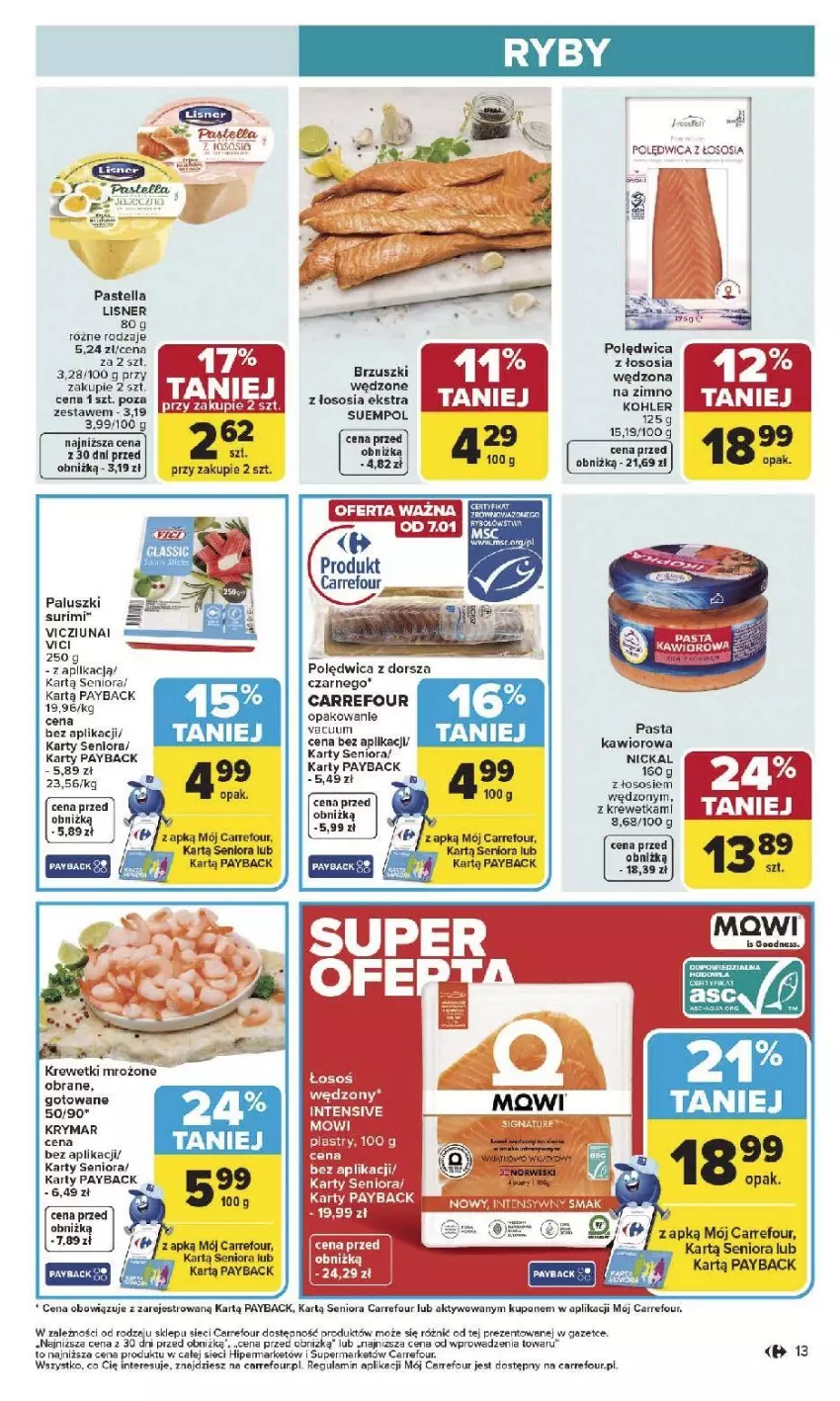 Gazetka promocyjna Carrefour - Gazetka Carrefour, Market od poniedziałku! - ważna 05.01 do 10.01.2026 - strona 15 - produkty: Fa, Kawior, Krewetki, Lisner, Pastella, Polędwica, Sos, Suempol, Surimi
