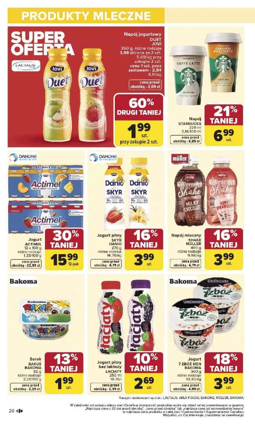 Gazetka promocyjna Carrefour - Gazetka Carrefour, Market od poniedziałku! - ważna 05.01 do 10.01.2026 - strona 22 - produkty: Actimel, Bakoma, Danio, Danone, Fa, Jogurt, Jogurt pitny, LG, Napój, Napój mleczny, Ser, Serek