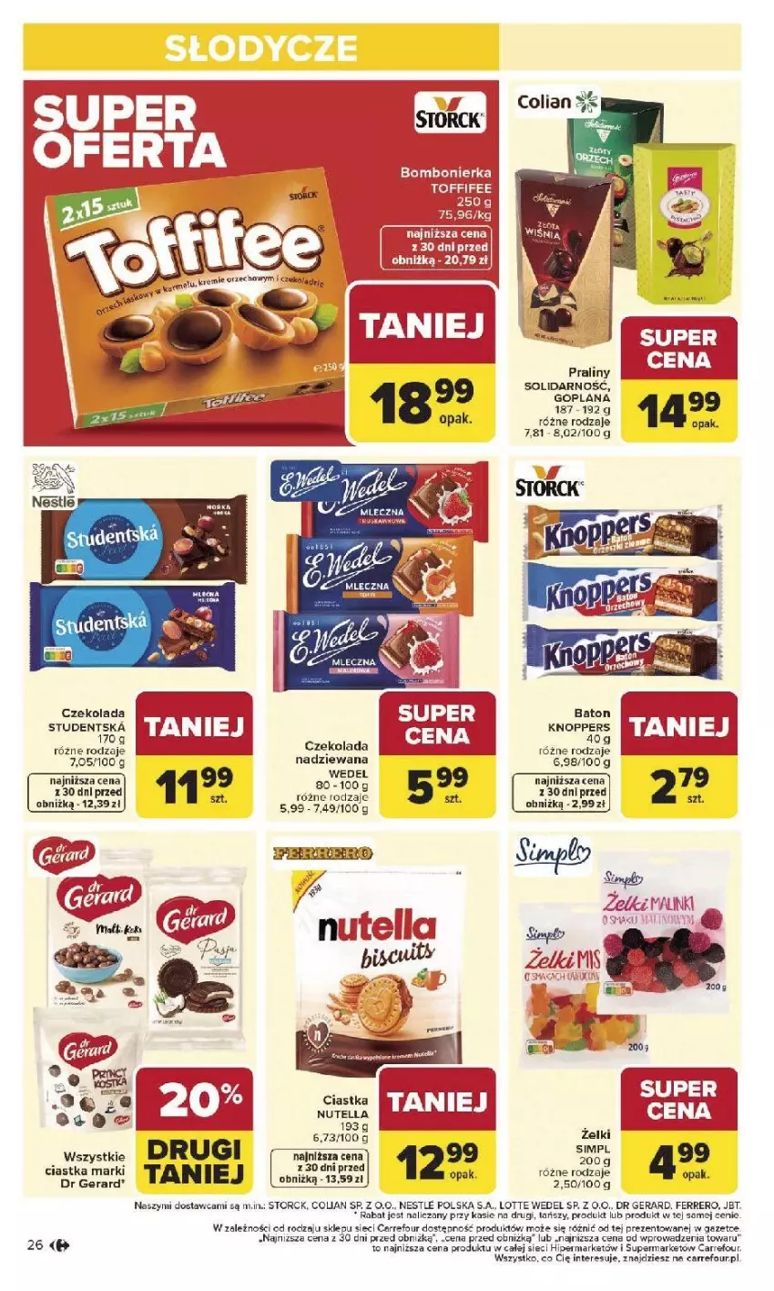 Gazetka promocyjna Carrefour - Gazetka Carrefour, Market od poniedziałku! - ważna 05.01 do 10.01.2026 - strona 28 - produkty: Baton, Czekolada, Dr Gerard, Ferrero, Goplana, Knoppers, LANA, Nutella, Praliny