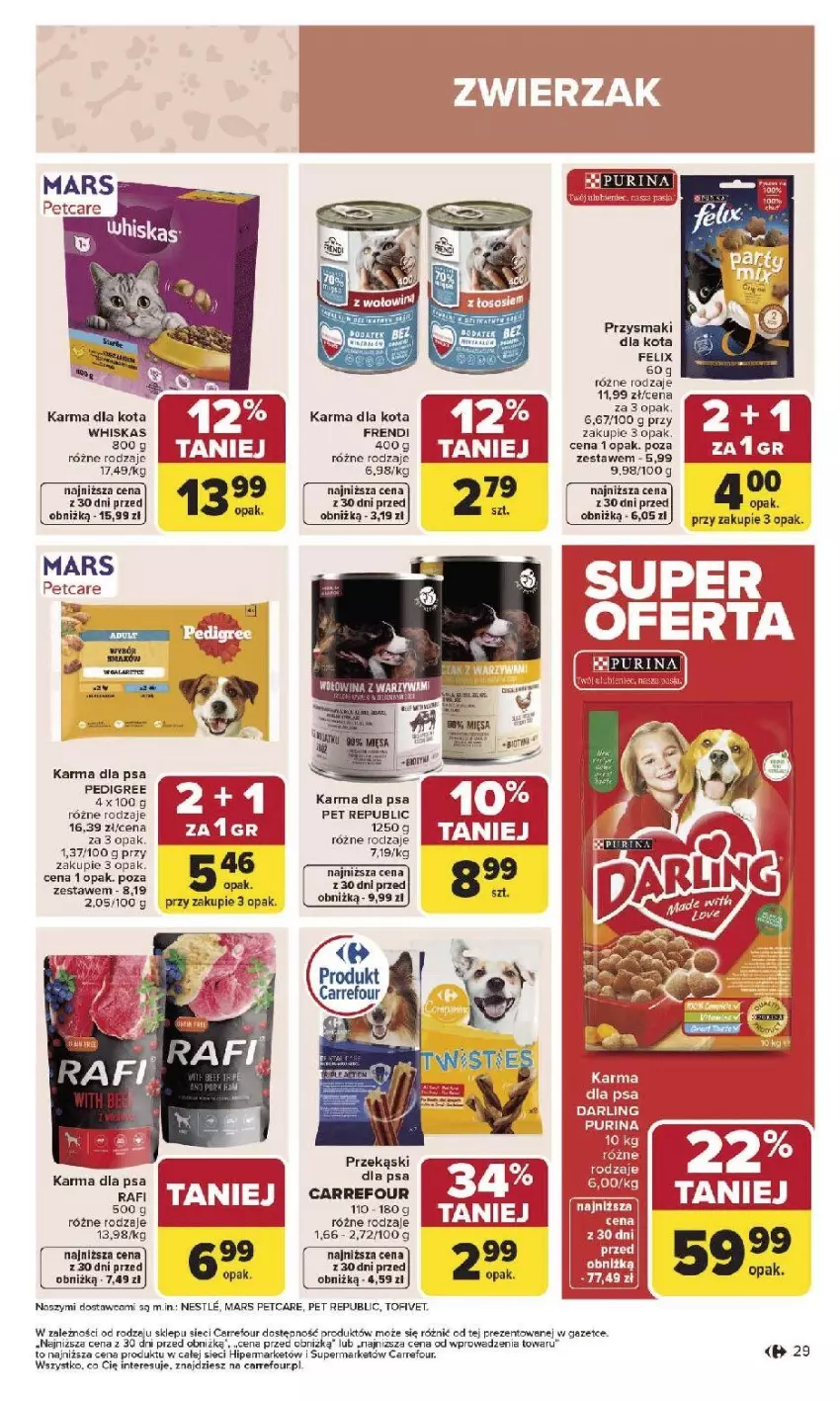 Gazetka promocyjna Carrefour - Gazetka Carrefour, Market od poniedziałku! - ważna 05.01 do 10.01.2026 - strona 31 - produkty: Felix, Mars, Pedigree, Przekąski dla psa, Przysmaki, Whiskas