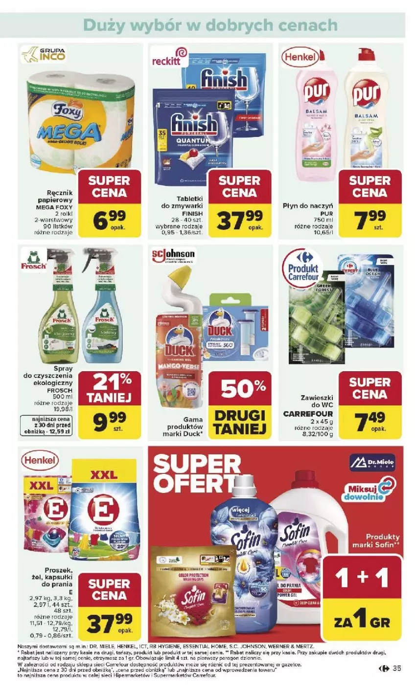 Gazetka promocyjna Carrefour - Gazetka Carrefour, Market od poniedziałku! - ważna 05.01 do 10.01.2026 - strona 37 - produkty: Duck, Fa, Finish, Foxy, Frosch, Mop, Papier, Pur, Ręcznik, Rolki, Spray do czyszczenia, Tablet, Zawieszki, Zmywarki