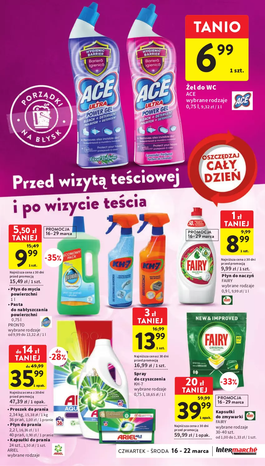 Gazetka promocyjna Intermarche - Gazetka Intermarche - ważna 16.03 do 22.03.2023 - strona 41 - produkty: Ariel, Fa, Fairy, Kapsułki do prania, Płyn do mycia, Płyn do prania, Pronto, Proszek do prania, Spray do czyszczenia, Zmywarki