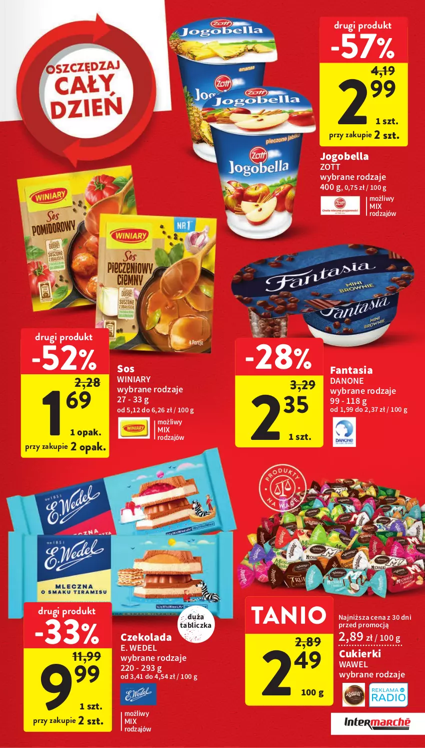 Gazetka promocyjna Intermarche - Gazetka Intermarche - ważna 16.03 do 22.03.2023 - strona 9 - produkty: Bell, Bella, Cukier, Cukierki, Czekolada, Danone, E. Wedel, Fa, Fanta, Jogobella, Sos, Wawel, Winiary, Zott