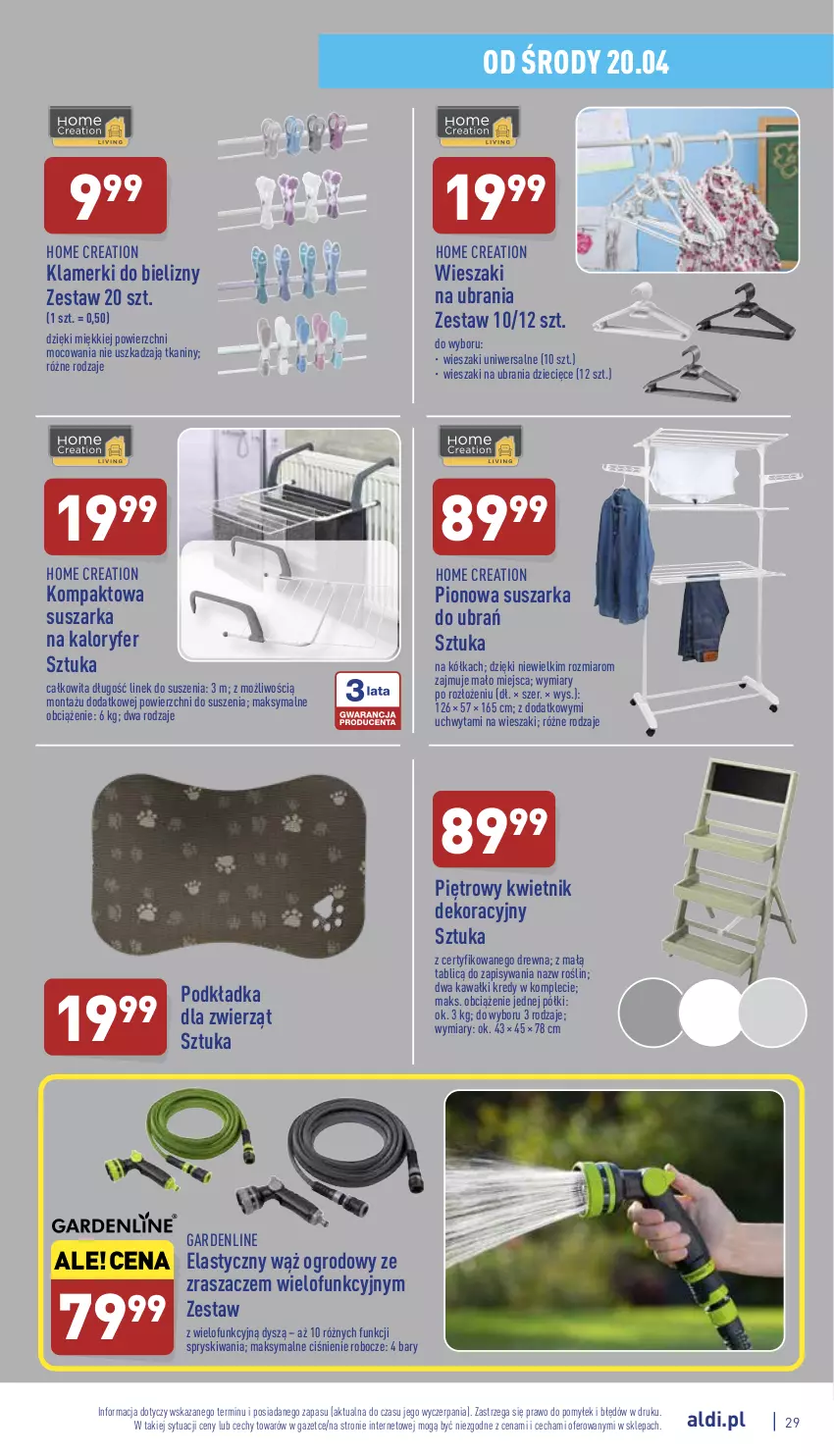 Gazetka promocyjna Aldi - Pełny katalog - ważna 19.04 do 24.04.2022 - strona 29 - produkty: Dzieci, Kawa, Kwietnik, Podkład, Podkładka, Suszarka, Suszarka do ubrań, Ubrania, Wieszak