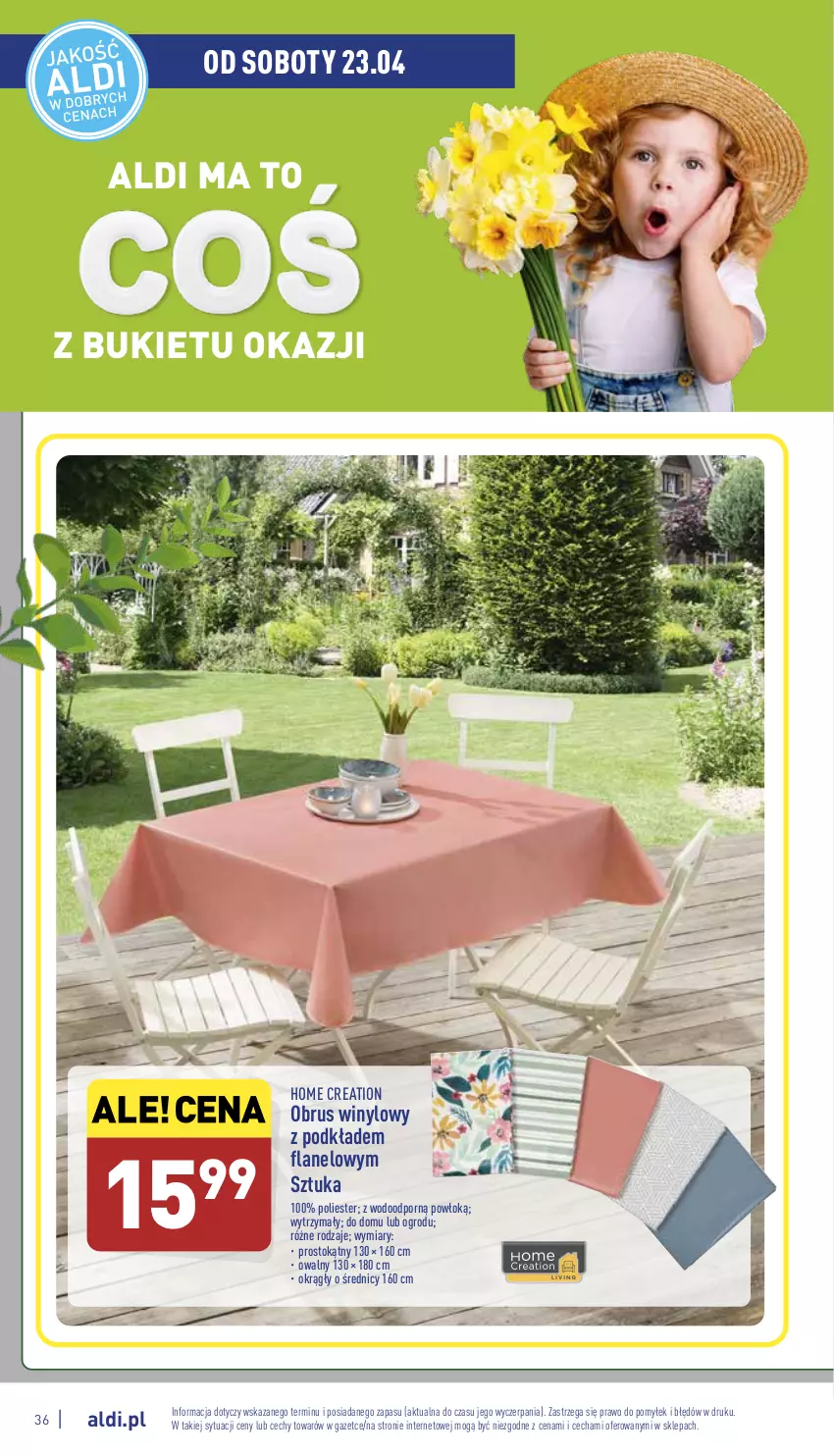 Gazetka promocyjna Aldi - Pełny katalog - ważna 19.04 do 24.04.2022 - strona 36 - produkty: Bukiet, Obrus, Podkład, Por