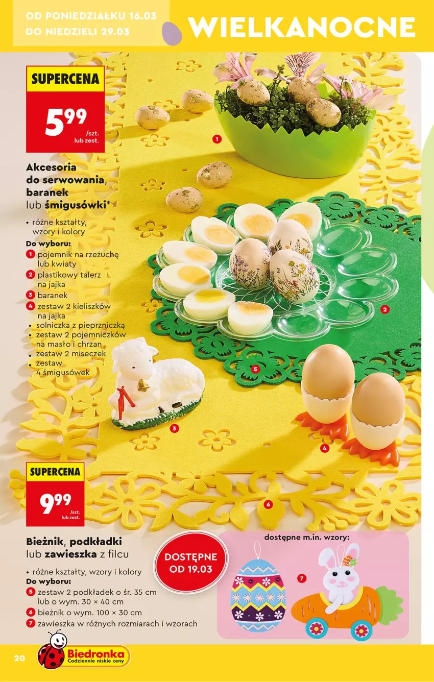 Gazetka promocyjna Biedronka - Okazje Tygodnia - ważna 14.03 do 28.03.2026 - strona 20 - produkty: Bieżnik, Chrzan, Masło, Pieprz, Podkład, Pojemnik, Ser, Solniczka, Talerz, Znicz