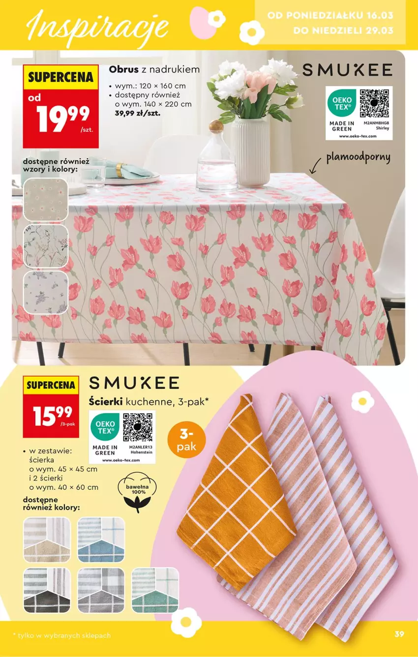 Gazetka promocyjna Biedronka - Okazje Tygodnia - ważna 14.03 do 28.03.2026 - strona 39 - produkty: Obrus, Por
