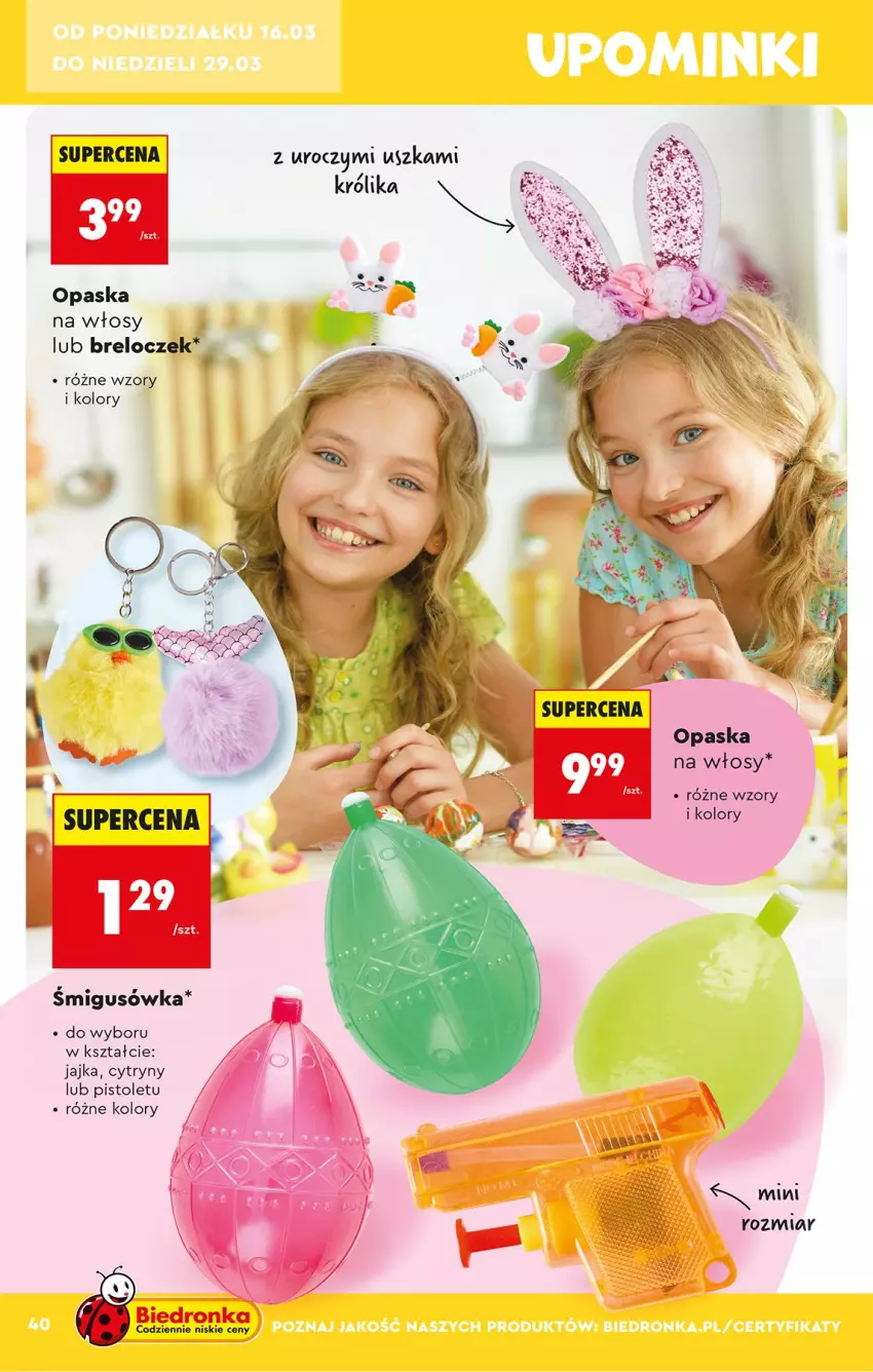 Gazetka promocyjna Biedronka - Okazje Tygodnia - ważna 14.03 do 28.03.2026 - strona 40 - produkty: Breloczek, Cytryny, Królik, Opaska, Pistolet