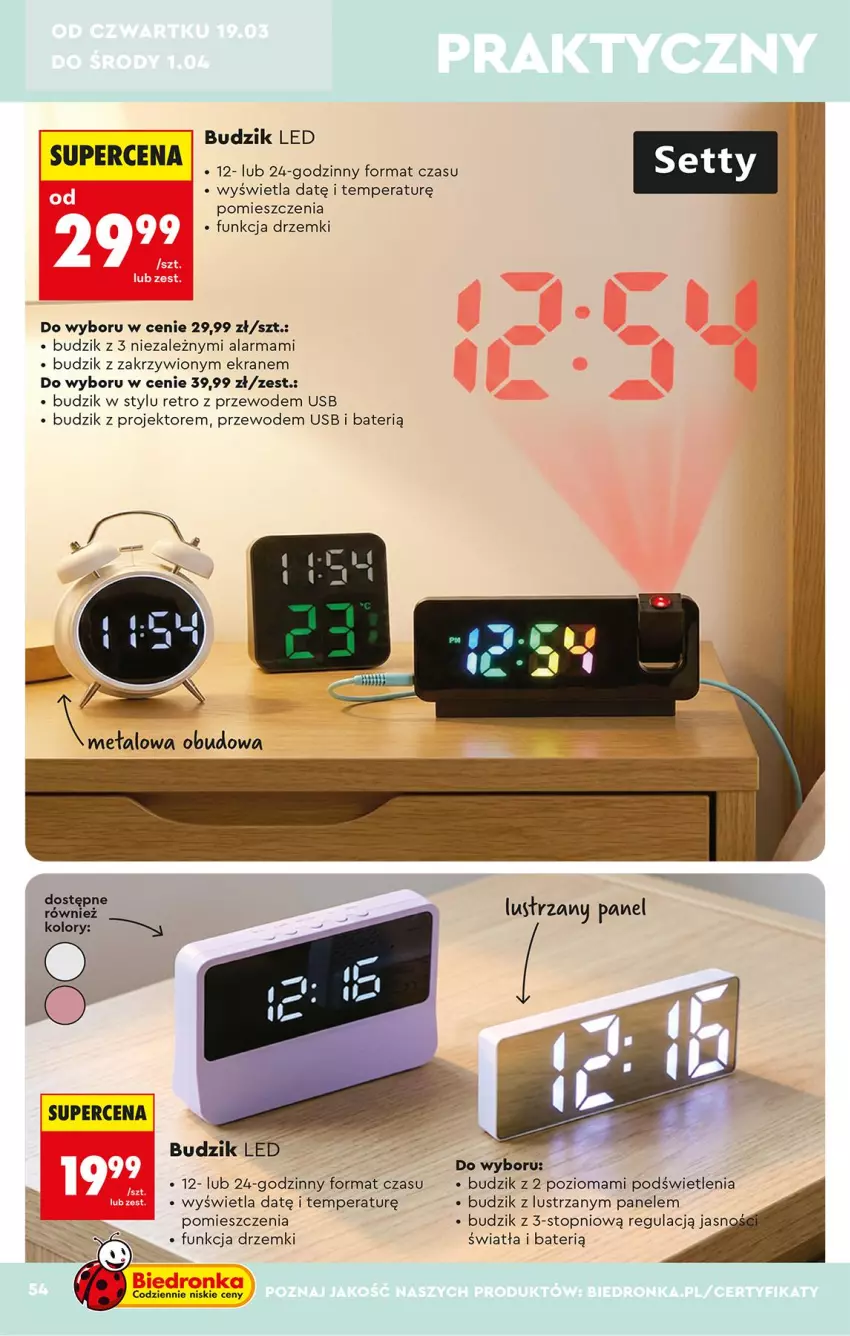 Gazetka promocyjna Biedronka - Okazje Tygodnia - ważna 14.03 do 28.03.2026 - strona 54 - produkty: Budzik, Top