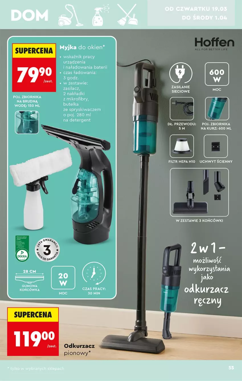 Gazetka promocyjna Biedronka - Okazje Tygodnia - ważna 14.03 do 28.03.2026 - strona 55 - produkty: Butelka ze spryskiwaczem, Myjka do okien, Odkurzacz, Silan