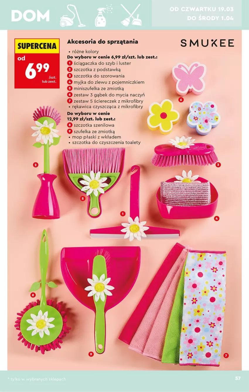 Gazetka promocyjna Biedronka - Okazje Tygodnia - ważna 14.03 do 28.03.2026 - strona 57 - produkty: Do mycia naczyń, Mop, Szczotka, Szczotka do szorowania, Szufelka, Zlew