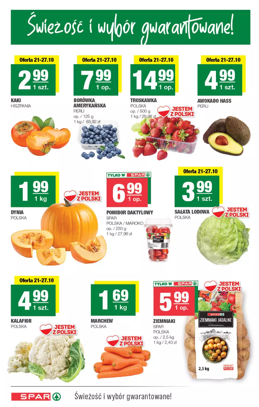 Gazetka promocyjna Spar - Spar - ważna 21.10 do 01.11.2026 - strona 2 - produkty: Borówka, Gry, Kaki, Kalafior, Sałat, Sałata lodowa, Ziemniaki