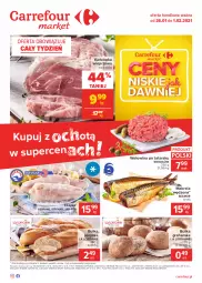 Gazetka promocyjna Carrefour - Gazetka Market - Gazetka - ważna od 01.02 do 01.02.2021 - strona 1 - produkty: Glazura, Sok, Ser, Gra, Inka, Sokołów, Karkówka wieprzowa, Tusz, Bułka grahamka, Tilapia, Wołowina, Lazur, Bułka