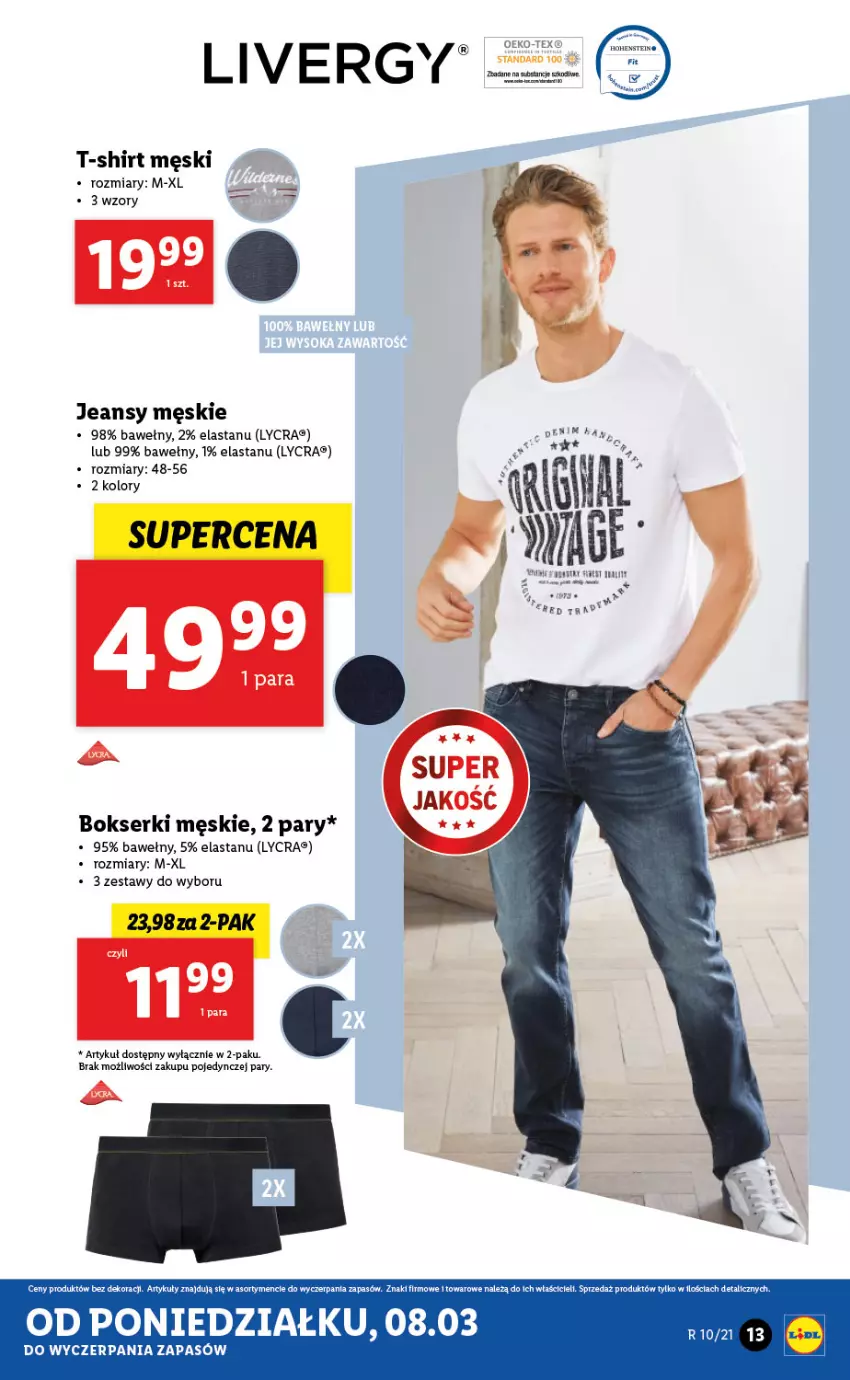 Gazetka promocyjna Lidl - GAZETKA - ważna 08.03 do 13.03.2021 - strona 13 - produkty: Bokserki, Ser, T-shirt