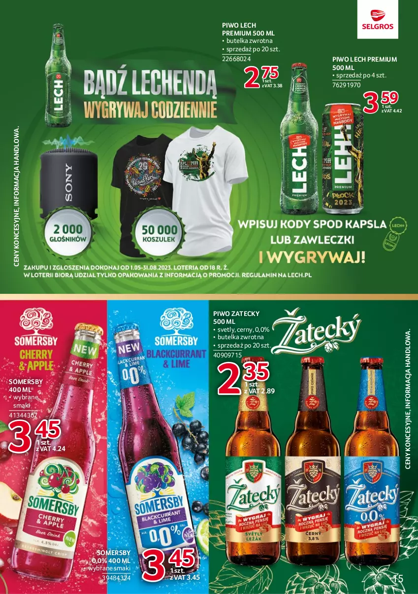 Gazetka promocyjna Selgros - Katalog Markowe Produkty - ważna 18.05 do 01.06.2023 - strona 15 - produkty: Lech Premium, Piwo, Somersby