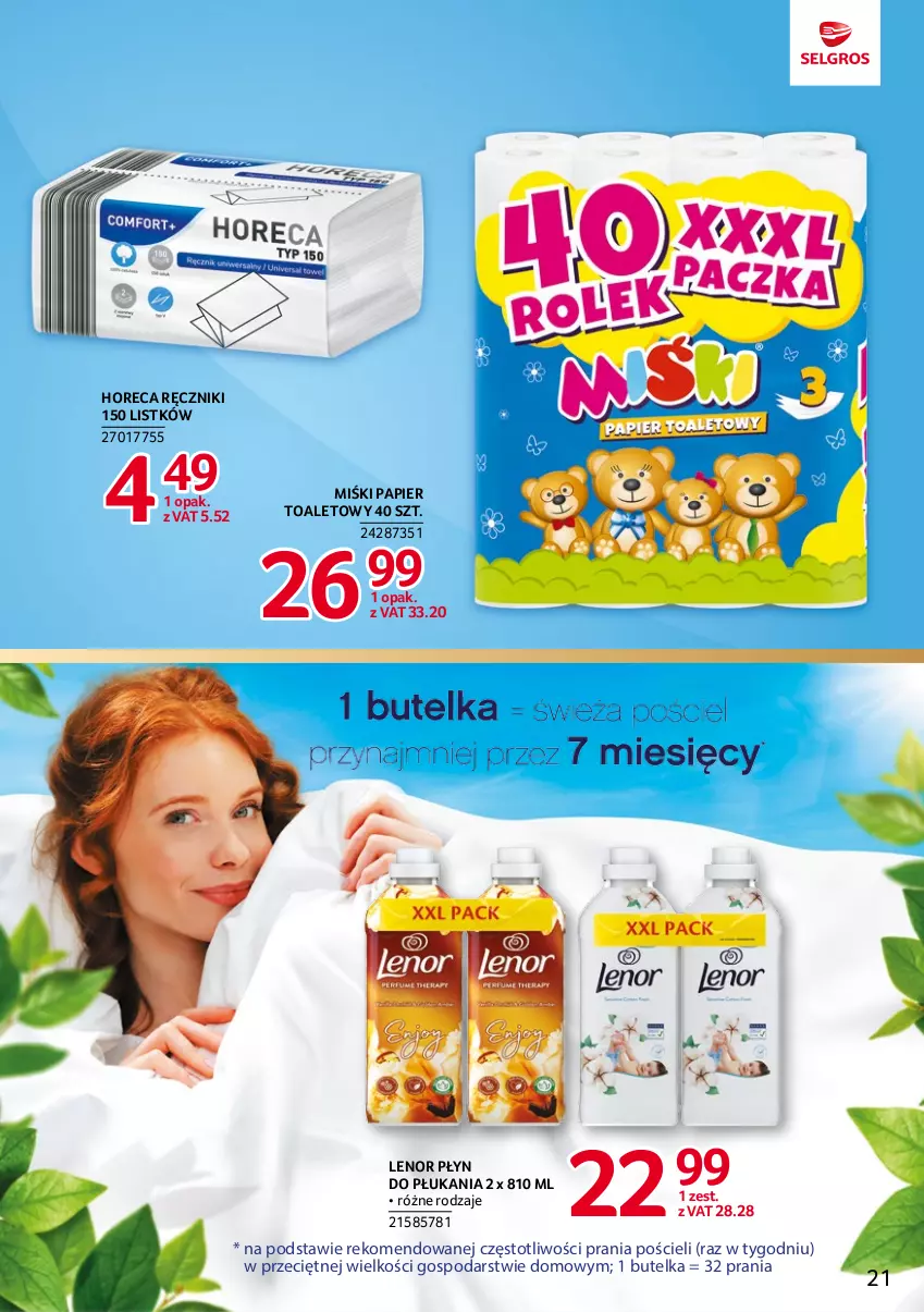 Gazetka promocyjna Selgros - Katalog Markowe Produkty - ważna 18.05 do 01.06.2023 - strona 21 - produkty: Lenor, Papier, Papier toaletowy, Płyn do płukania, Pościel, Ręcznik