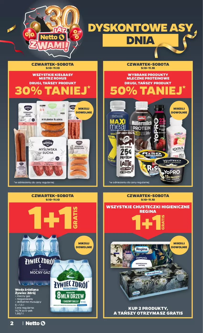 Gazetka promocyjna Netto - Od Czwartku - ważna 09.10 do 11.10.2025 - strona 2 - produkty: Chusteczki, Gin, Gra, LANA, Mus, Woda
