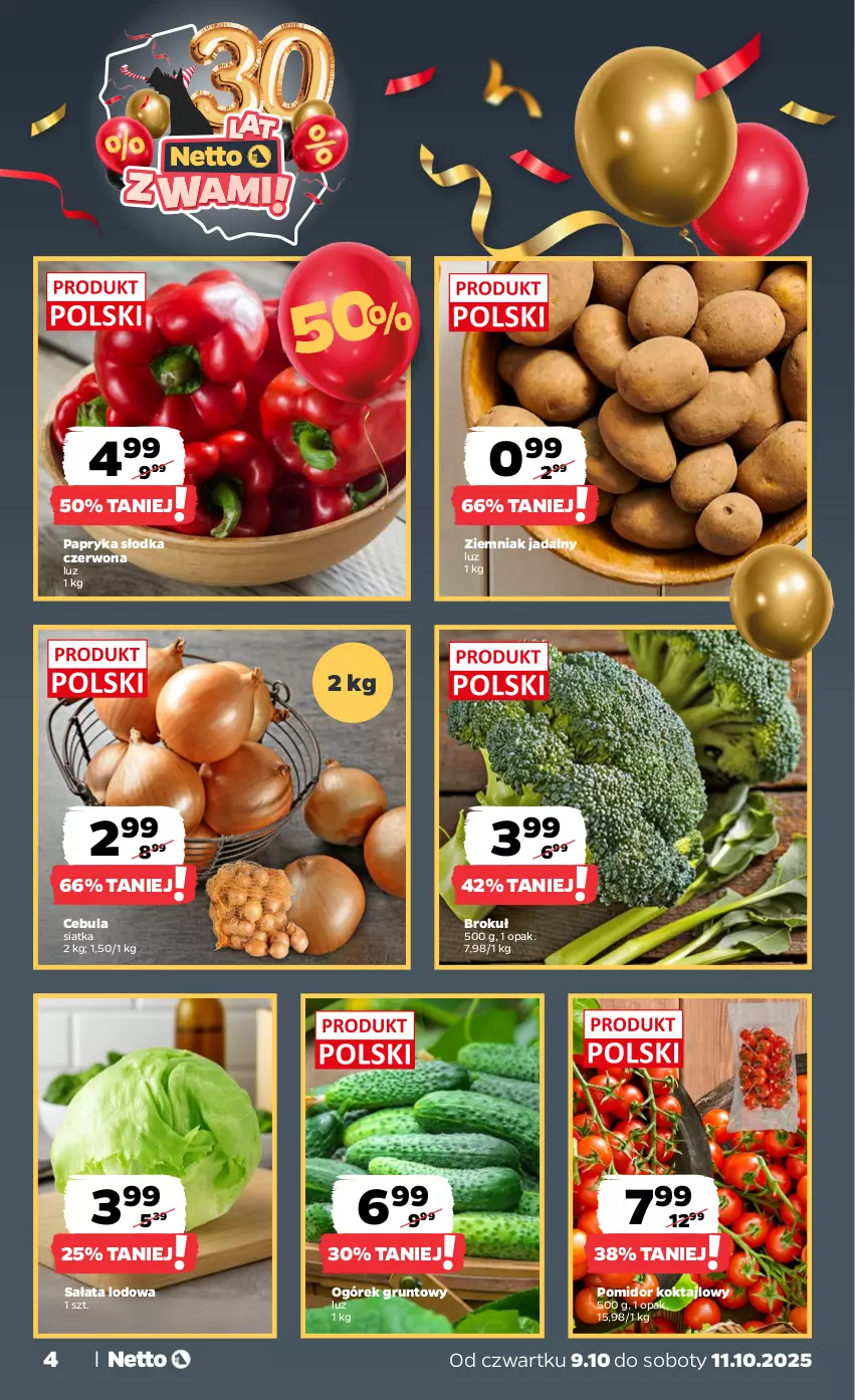 Gazetka promocyjna Netto - Od Czwartku - ważna 09.10 do 11.10.2025 - strona 4 - produkty: Cebula, Grunt, Ogórek, Papryka, Papryka słodka, Sałat, Sałata lodowa, Siatka