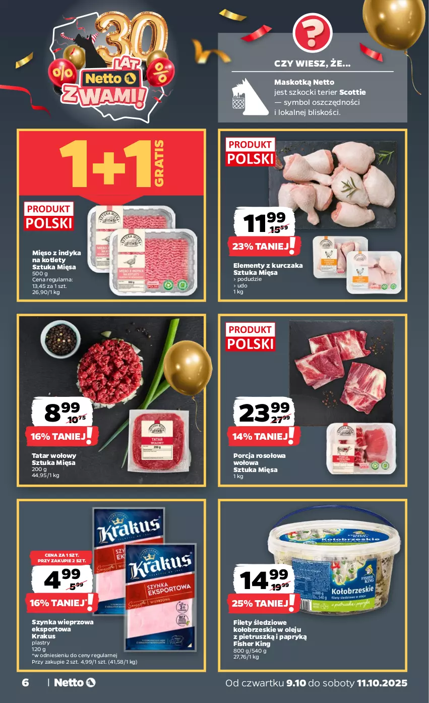 Gazetka promocyjna Netto - Od Czwartku - ważna 09.10 do 11.10.2025 - strona 6 - produkty: Gra, Koc, Kotlet, Krakus, Kurczak, Mięso, Mięso z indyka, Olej, Por, Sport, Szynka, Szynka wieprzowa, Tatar wołowy