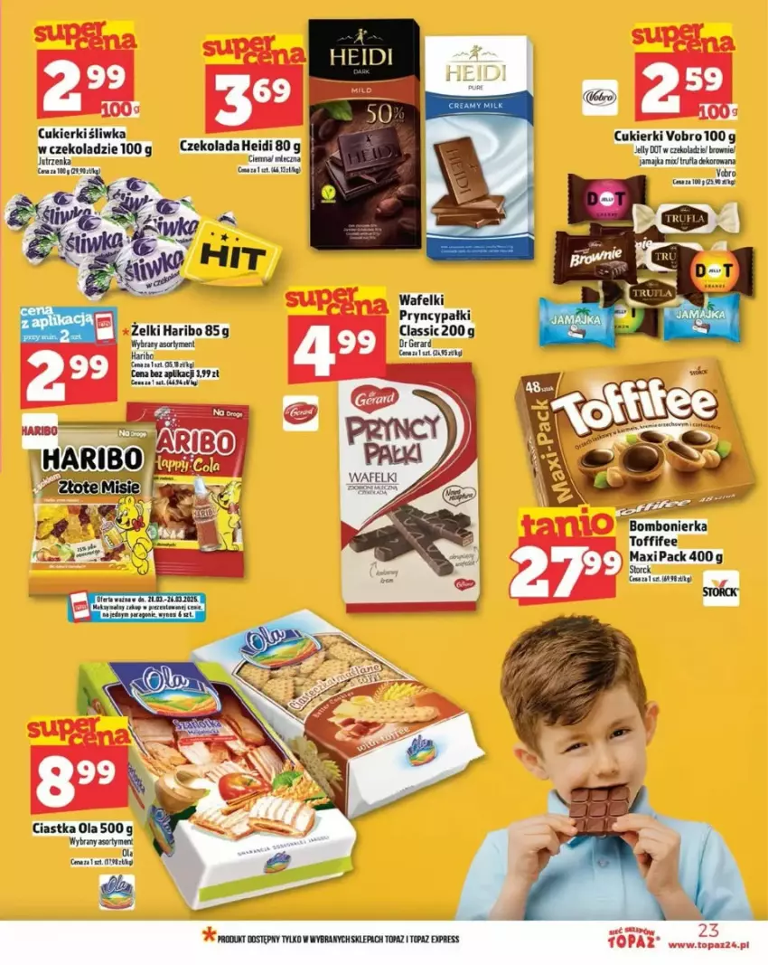 Gazetka promocyjna Topaz - ważna 20.03 do 26.03.2025 - strona 16 - produkty: Brownie, Ciastka, Cukier, Cukierki, Czekolada, Dr Gerard, Haribo, Jutrzenka, LG, Miecz, Toffifee, Top