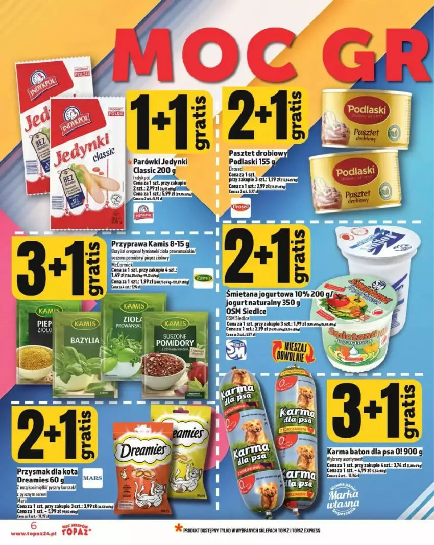 Gazetka promocyjna Topaz - ważna 20.03 do 26.03.2025 - strona 29 - produkty: Baton, Baton dla psa, Jogurt, Kamis, Koc, Kurczak, Mars, NBA, Parówki, Pieprz, Podlaski, Pomidory, Przysmak dla kota, Ser, Suszone pomidory, Top