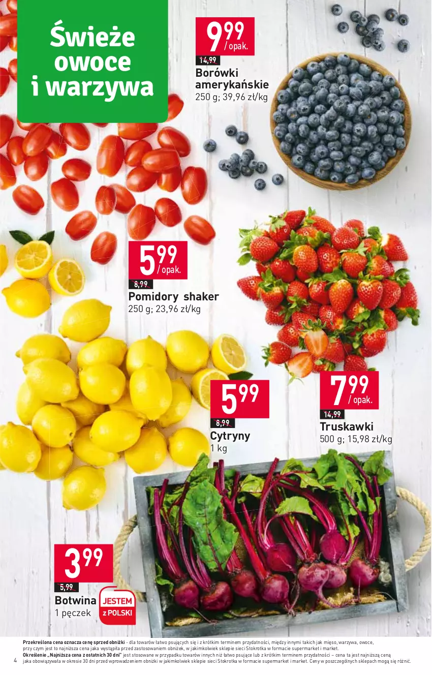 Gazetka promocyjna Stokrotka - Market - ważna 20.04 do 26.04.2023 - strona 4 - produkty: Cytryny, Mięso, Owoce, Pomidory, Truskawki, Warzywa