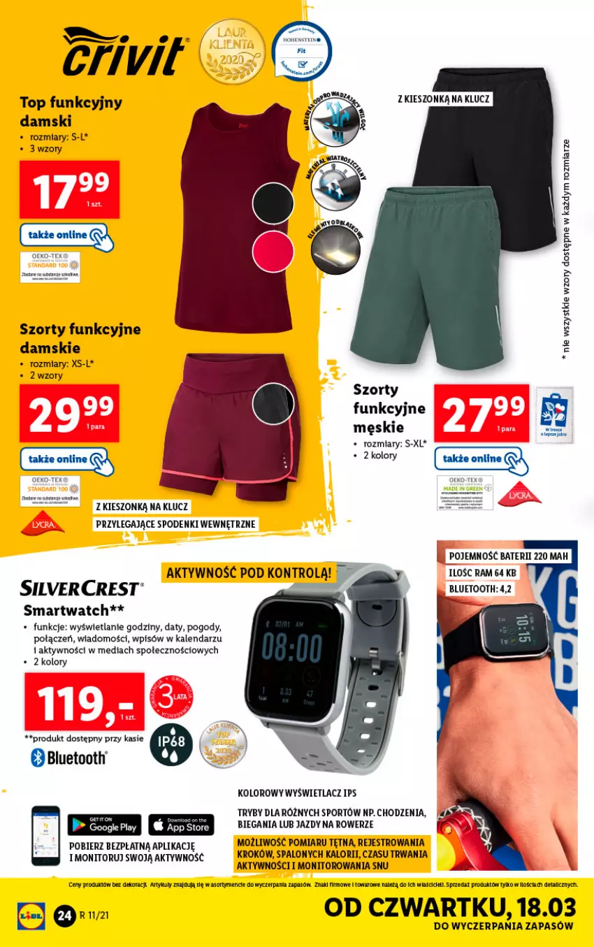 Gazetka promocyjna Lidl - GAZETKA - ważna 15.03 do 20.03.2021 - strona 24 - produkty: Kalendarz, Monitor, Por, Rower, Silvercrest, Smartwatch, Sport, STP, Szorty, Top