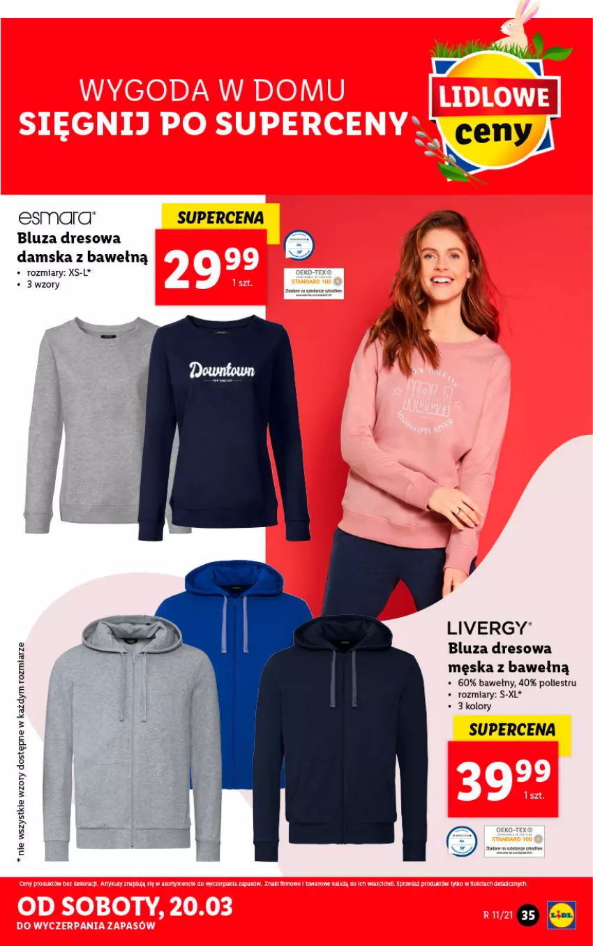 Gazetka promocyjna Lidl - GAZETKA - ważna 15.03 do 20.03.2021 - strona 35 - produkty: Bluza, Bluza dresowa, Dres