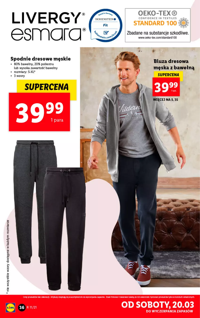 Gazetka promocyjna Lidl - GAZETKA - ważna 15.03 do 20.03.2021 - strona 36 - produkty: Bluza, Bluza dresowa, Dres, Sok, Spodnie, Spodnie dresowe