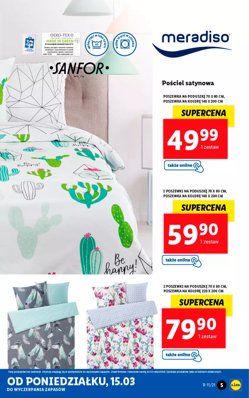 Gazetka promocyjna Lidl - GAZETKA - ważna 15.03 do 20.03.2021 - strona 5 - produkty: Pościel, Poszewka