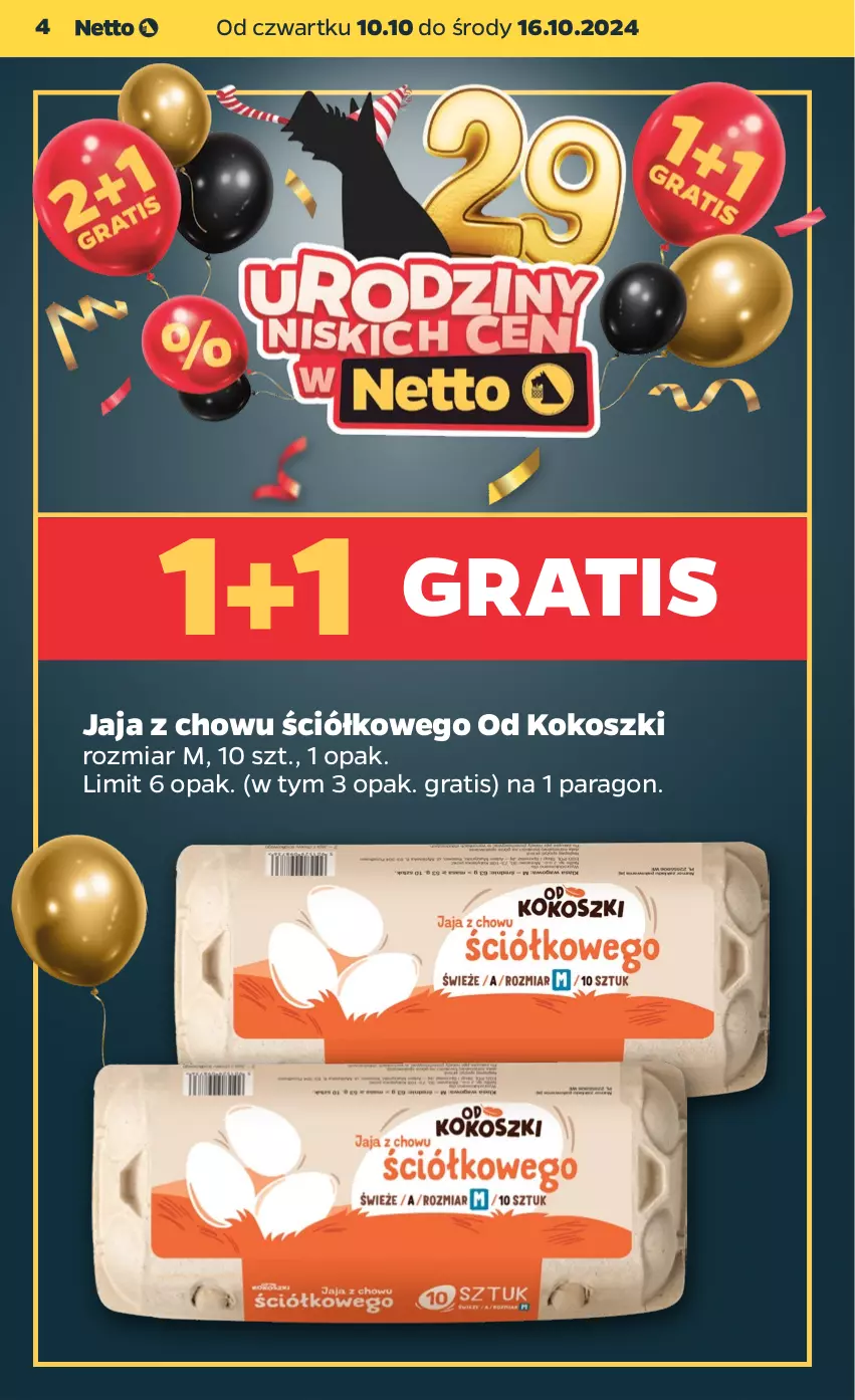 Gazetka promocyjna Netto - Netto Gazetka Food 41/24B - ważna 10.10 do 16.10.2024 - strona 4 - produkty: Gra, Jaja, Kokos, Kosz