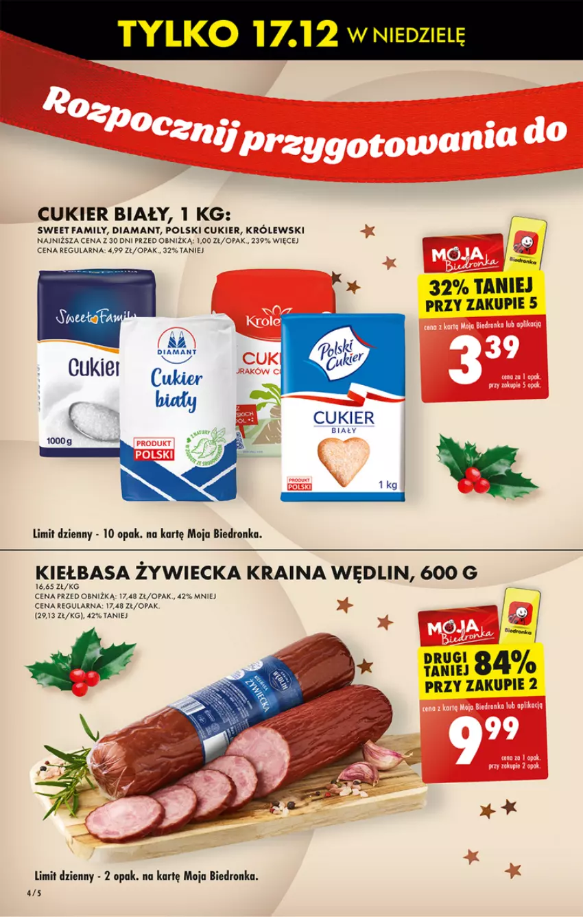 Gazetka promocyjna Biedronka - Od czwartku - ważna 14.12 do 20.12.2023 - strona 4 - produkty: Cukier, Diamant, Fa, Kiełbasa, Królewski