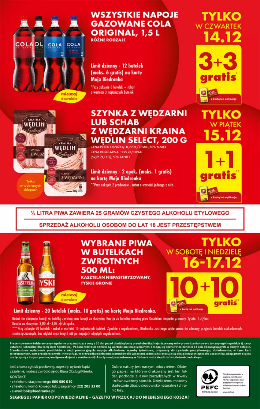 Gazetka promocyjna Biedronka - Od czwartku - ważna 14.12 do 20.12.2023 - strona 66 - produkty: Fa, Gin, Gra, Kasztelan, Kosz, Napoje, Piwa, Szynka, Tera, Tyskie