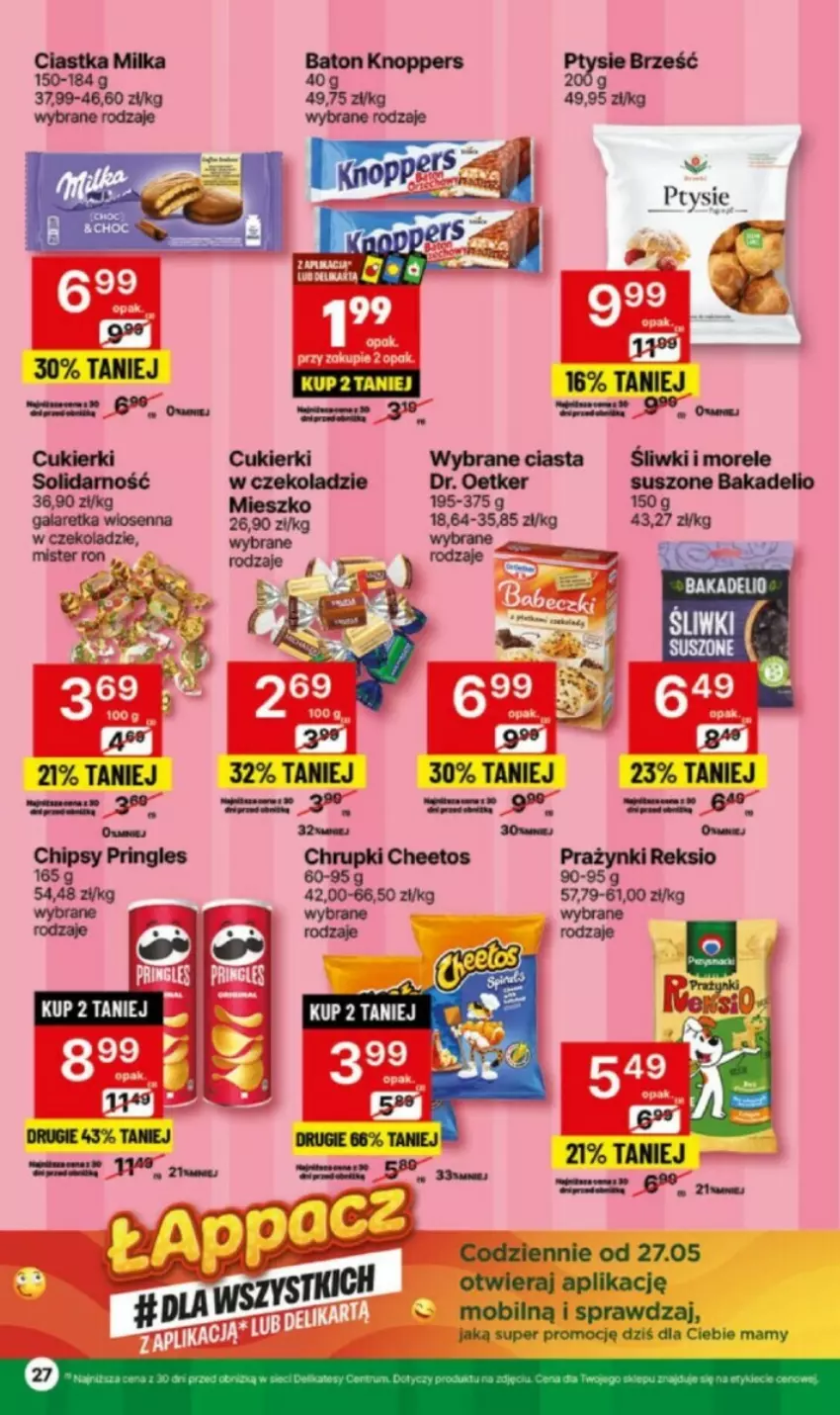 Gazetka promocyjna Delikatesy Centrum - ważna 03.06 do 09.06.2024 - strona 20 - produkty: Baton, Cheetos, Chipsy, Chrupki, Ciastka, Cukier, Cukierki, Dr. Oetker, Knoppers, Milka, Mobil, Pringles