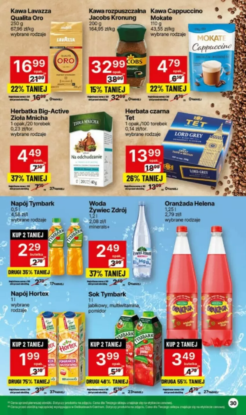 Gazetka promocyjna Delikatesy Centrum - ważna 03.06 do 09.06.2024 - strona 24 - produkty: Cappuccino, Herbata, Herbata czarna, Hortex, Jacobs, Kawa, Kawa rozpuszczalna, Lavazza, Napój, Tymbark