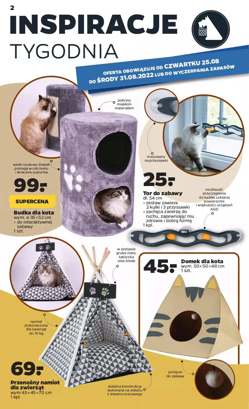 Gazetka promocyjna Netto - Akcesoria i dodatki - ważna 25.08 do 31.08.2022 - strona 2 - produkty: Domek dla kota, Drapak, Namiot, Sos, Tera, Zdrowie