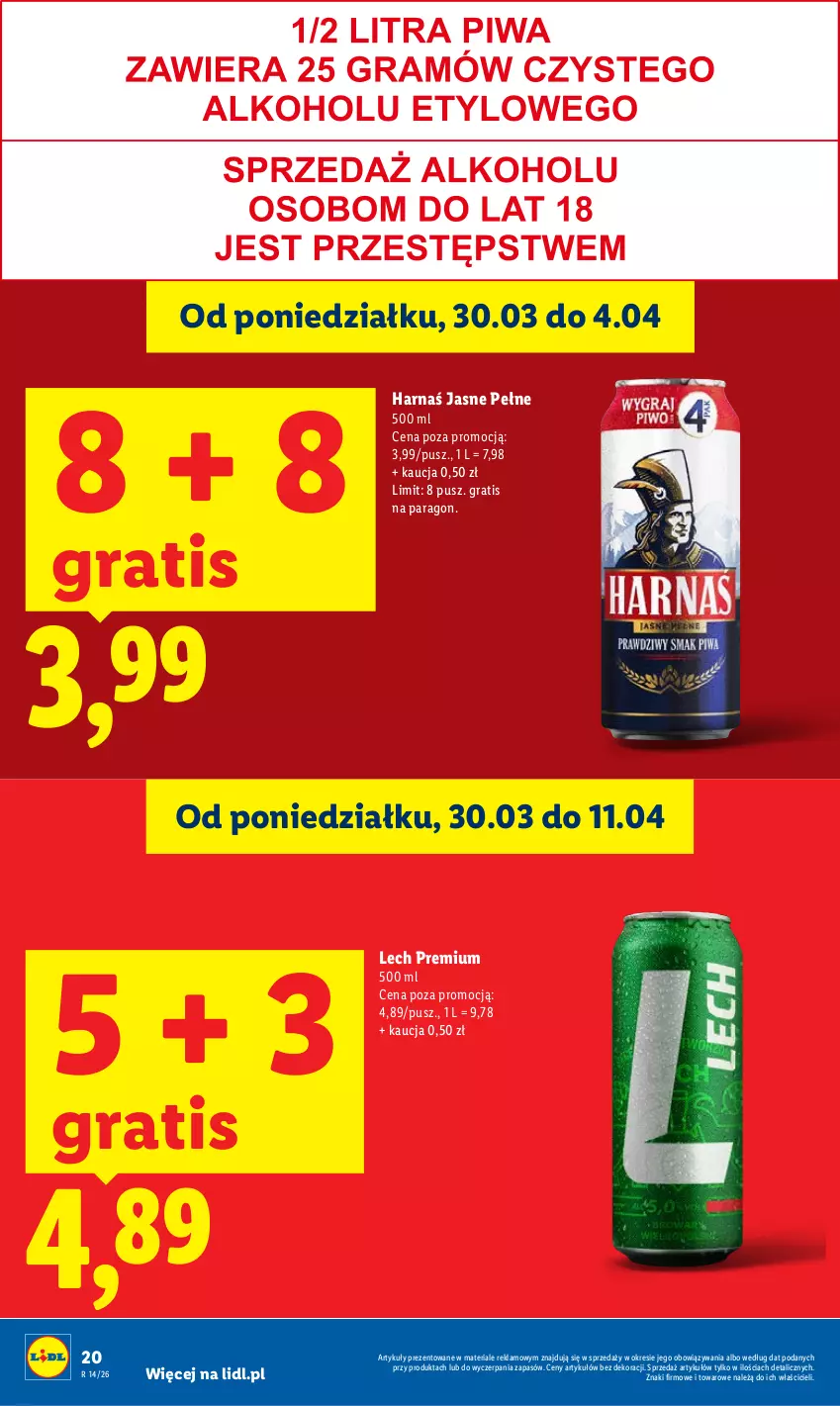 Gazetka promocyjna Lidl - Gazetka ważna od 2.04 do 4.04 - ważna 02.04 do 04.04.2026 - strona 20 - produkty: Gra, Harnaś, Lech Premium