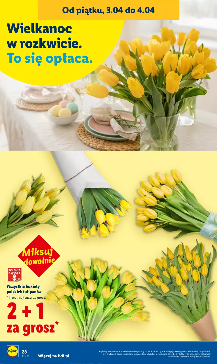 Gazetka promocyjna Lidl - Gazetka ważna od 2.04 do 4.04 - ważna 02.04 do 04.04.2026 - strona 28 - produkty: Bukiet, Tulipan