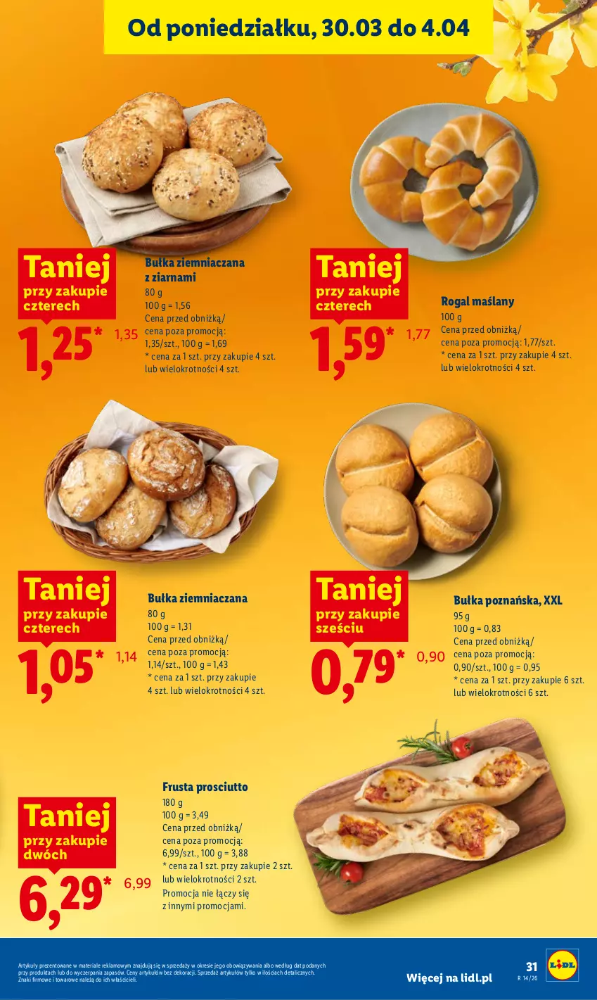 Gazetka promocyjna Lidl - Gazetka ważna od 2.04 do 4.04 - ważna 02.04 do 04.04.2026 - strona 31 - produkty: Bułka, Prosciutto, Rogal, Rust