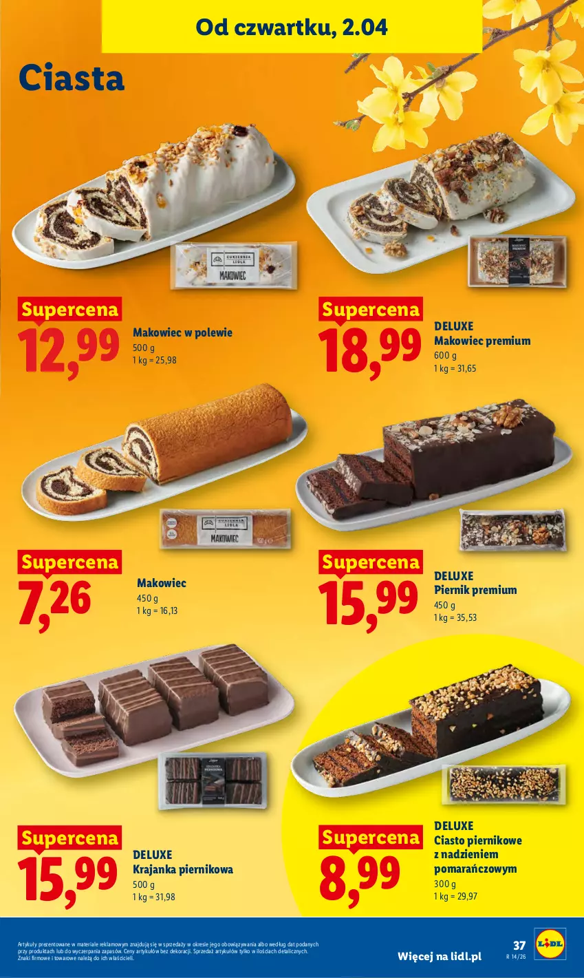 Gazetka promocyjna Lidl - Gazetka ważna od 2.04 do 4.04 - ważna 02.04 do 04.04.2026 - strona 37 - produkty: Makowiec, Piernik
