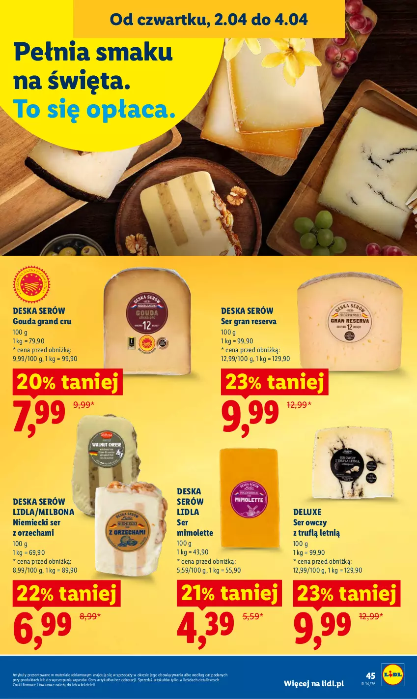 Gazetka promocyjna Lidl - Gazetka ważna od 2.04 do 4.04 - ważna 02.04 do 04.04.2026 - strona 47 - produkty: Deska serów, Gouda, Gra, Mimolette, Ser, Ser owczy