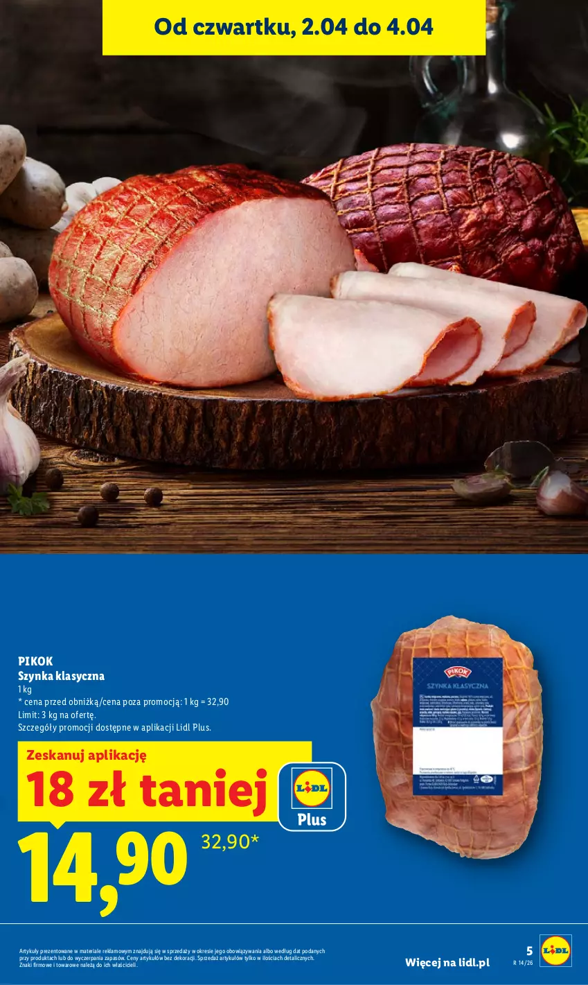 Gazetka promocyjna Lidl - Gazetka ważna od 2.04 do 4.04 - ważna 02.04 do 04.04.2026 - strona 5 - produkty: PIKOK, Szynka