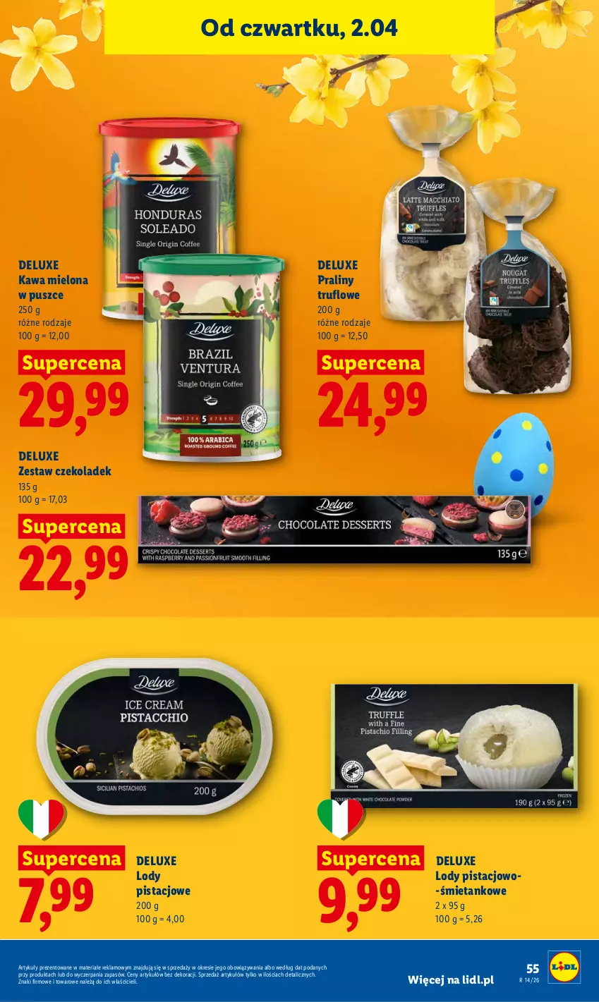 Gazetka promocyjna Lidl - Gazetka ważna od 2.04 do 4.04 - ważna 02.04 do 04.04.2026 - strona 57 - produkty: Kawa, Kawa mielona, Lody, Praliny