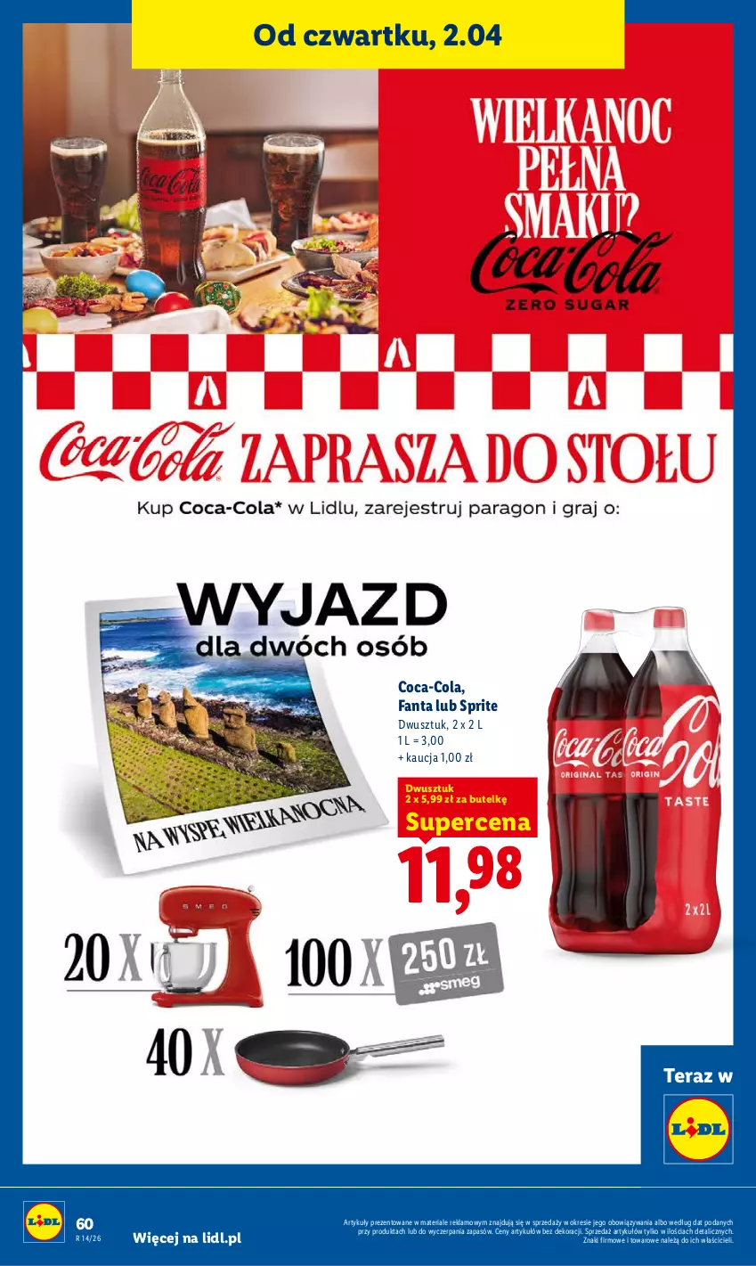 Gazetka promocyjna Lidl - Gazetka ważna od 2.04 do 4.04 - ważna 02.04 do 04.04.2026 - strona 62 - produkty: Coca-Cola, Fa, Fanta, Sprite, Tera