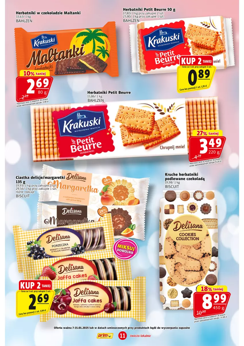 Gazetka promocyjna Prim Market - ważna 07.01 do 15.01.2025 - strona 11 - produkty: Ciastka, Delicje, Fa, Gala, Herbatniki, Herbatniki Petit Beurre, Kakao