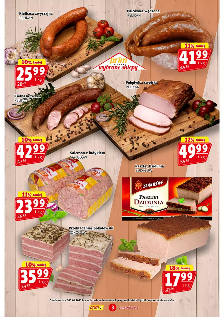 Gazetka promocyjna Prim Market - ważna 07.01 do 15.01.2025 - strona 3 - produkty: Kiełbasa, Pasztet, Piec, Sok, Sokołów