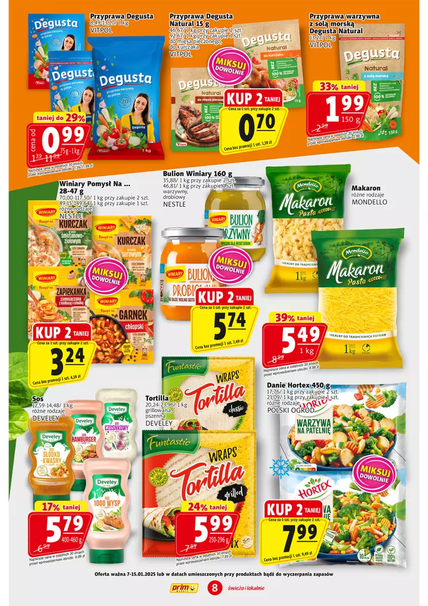 Gazetka promocyjna Prim Market - ważna 07.01 do 15.01.2025 - strona 8 - produkty: Bulion, Dell, Grill, Hortex, Kurczak, Lion, Makaron, Piec, Tortilla